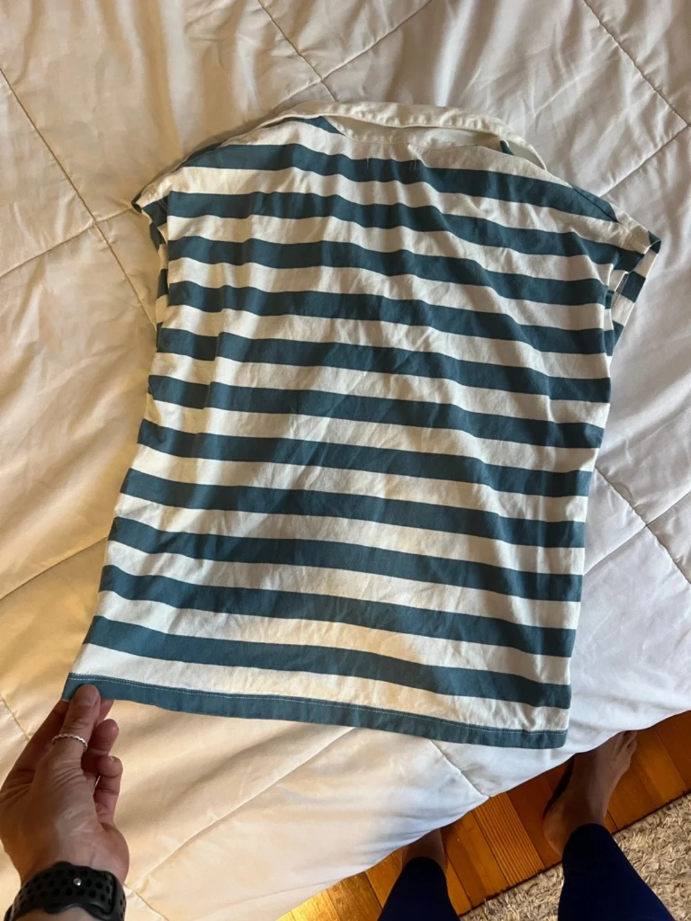 Madewell Blue and White Striped Polo Top size XS - Picture 5 of 5